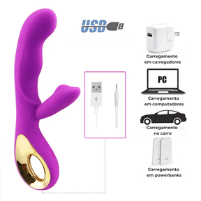 Vibrador e Estimulador Ponto G - Gold Rabbit